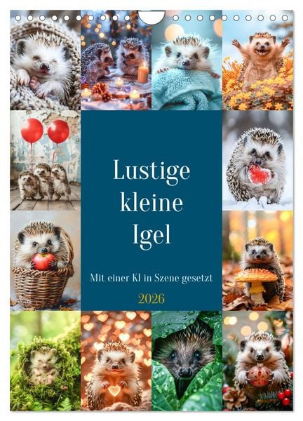 Produktbild: Lustige kleine Igel (Wandkalender 2026 DIN A4 hoch), CALVENDO Monatskalender