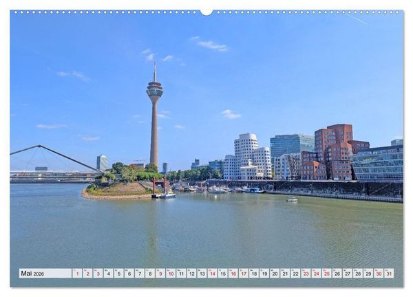 Produktbild: D&uuml;sseldorf Vom Ufer bis zur Skyline (hochwertiger Premium Wandkalender 2026 DIN A2 quer), Kunstdruck in Hochglanz