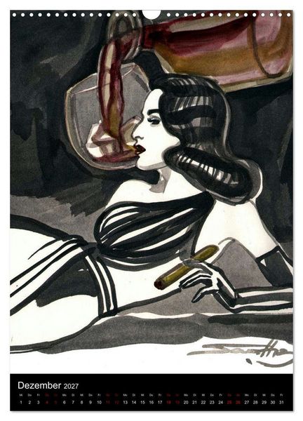 Produktbild: DELIKATESSEN - leckere K&ouml;stlichkeiten & kalorienarme Pin up Illustrationen, Zeichnungen, Grafiken und Malerei der Marke "Burlesque up your wall" von Sara Horwath (Wandkalender 2027 DIN A3 hoch), CALVENDO Monatskalender