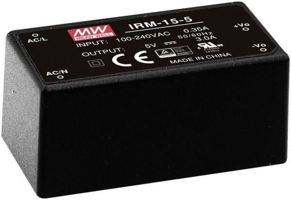 Mean Well IRM-15-24 AC/DC-Printnetzteil 24 V/DC 0.63A 15W