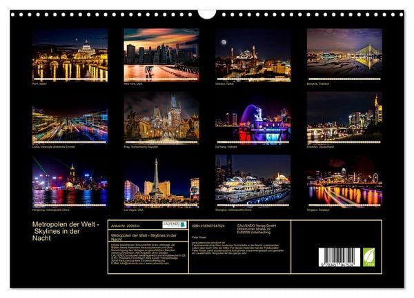 Produktbild: Metropolen der Welt - Skylines in der Nacht (Wandkalender 2026 DIN A3 quer), CALVENDO Monatskalender