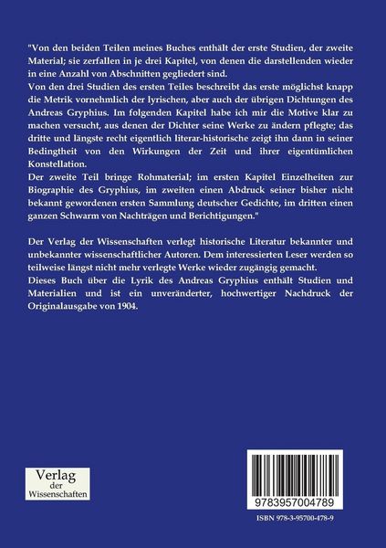 Produktbild: Die Lyrik des Andreas Gryphius