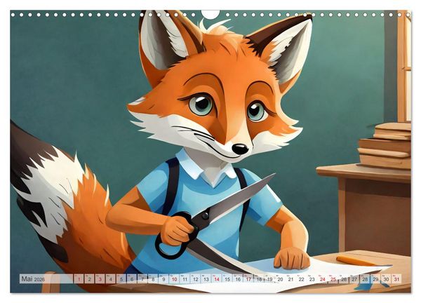 Produktbild: Schlaufuchs - Abenteuer Schule (Wandkalender 2026 DIN A3 quer), CALVENDO Monatskalender
