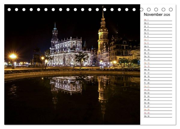 Produktbild: Eine Nacht in Dresden (Tischkalender 2026 DIN A5 quer), CALVENDO Monatskalender