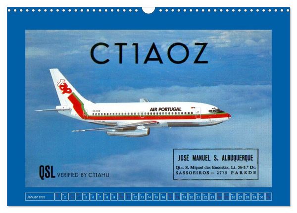 Produktbild: &Uuml;ber den Wolken - Flugzeuge des 20. Jahrhunderts auf Amateurfunkkarten (Wandkalender 2026 DIN A3 quer), CALVENDO Monatskalender