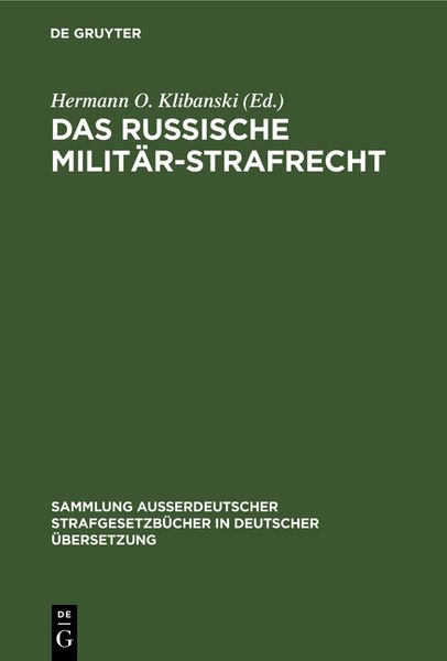 Produktbild: Das Russische Milit&auml;r-Strafrecht