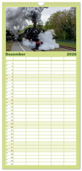Produktbild: Familienplaner 2026 - Dampflok auf Usedom mit 5 Spalten (Wandkalender, 21 x 45 cm) CALVENDO