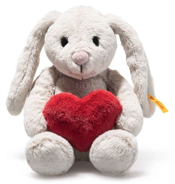 Produktbild: Steiff 081125 - Hoppie Hase Love, hellgrau/rot, mit Herz, Pl&uuml;sch, 16 cm