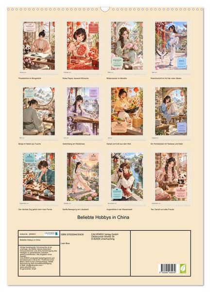 Produktbild: Beliebte Hobbys in China (Wandkalender 2027 DIN A2 hoch), CALVENDO Monatskalender