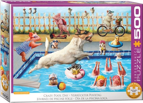 Eurographics 6500-5878 - Crazy Pool Day, Verrückter Pooltag, Family-Puzzle, Large Pieces, 500 Teile