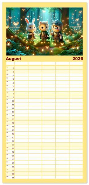 Produktbild: Familienplaner 2026 - Ritterliche Tierfreunde: Ein Jahr voller Spannung und Humor mit 5 Spalten (Wandkalender, 21 x 45 cm) CALVENDO