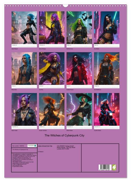 Produktbild: The Witches of Cyberpunk City (Wall Calendar 2026 DIN A2 portrait), CALVENDO 12 Month Wall Calendar