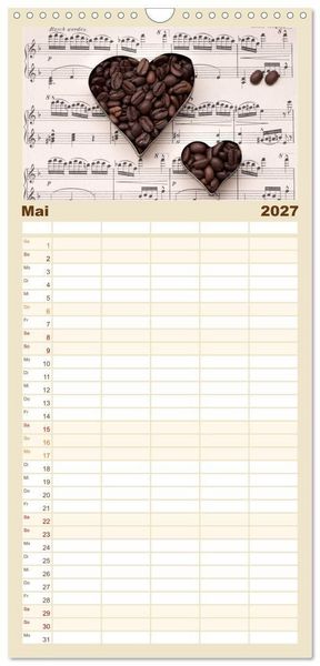 Produktbild: Familienplaner 2027 - Kaffee & Schokolade mit 5 Spalten (Wandkalender, 21 x 45 cm) CALVENDO
