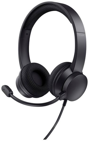 Produktbild: Trust Ayda On Ear Headset kabelgebunden Stereo Schwarz Noise Cancelling Headset, Lautst&auml;rkeregelung, Mikrofon-Stummschaltung Computer