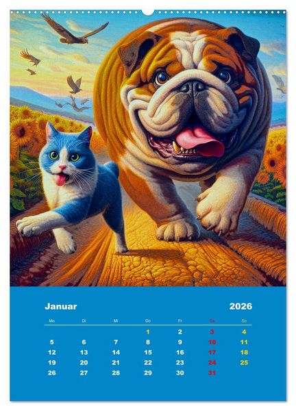 Produktbild: Abenteuer mit Micki und Bullig! (Wandkalender 2026 DIN A2 hoch), CALVENDO Monatskalender