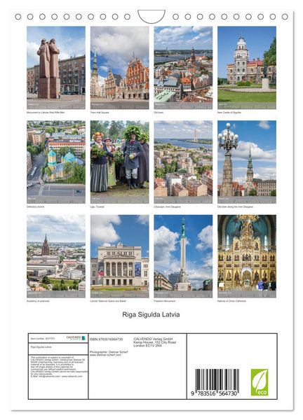 Produktbild: Riga Sigulda Latvia (Wall Calendar 2026 DIN A4 portrait), CALVENDO 12 Month Wall Calendar