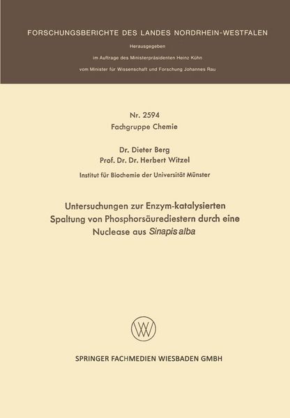 Produktbild: Untersuchungen zur Enzym-katalysierten Spaltung von Phosphors&auml;urediestern durch eine Nuclease aus Sinapis alba