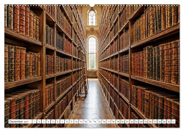 Produktbild: Zwischen Holz und Seiten - Vintage Bibliotheken (Wandkalender 2027 DIN A2 quer), CALVENDO Monatskalender