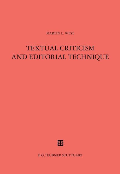 Produktbild: Textual Criticism and Editorial Technique