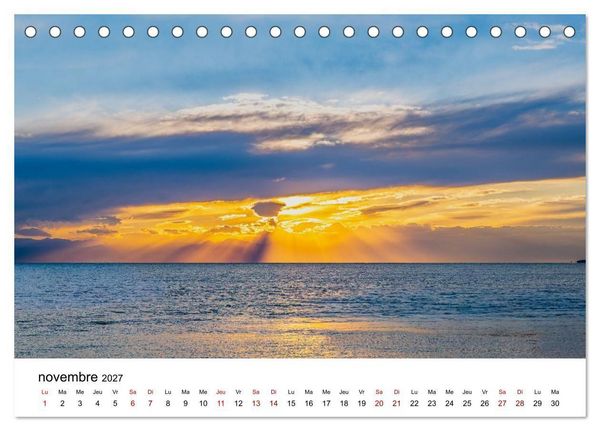Produktbild: Couchers de soleil magiques &ndash; Jeux de lumi&egrave;re entre ciel et terre (Calendrier de bureau 2027 DIN A5 vertical), CALVENDO calendrier mensuel