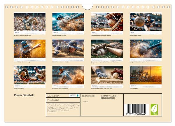 Produktbild: Power Baseball (Wandkalender 2026 DIN A4 quer), CALVENDO Monatskalender