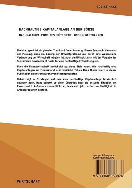 Produktbild: Nachhaltige Kapitalanlage an der Börse. Nachhaltigkeitsindizes, Gütesiegel und Umweltbanken