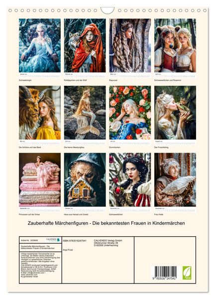 Produktbild: Zauberhafte M&auml;rchenfiguren - Die bekanntesten Frauen in Kinderm&auml;rchen (Wandkalender 2026 DIN A3 hoch), CALVENDO Monatskalender