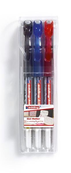Produktbild: Edding Gelroller 2185 schwarz+rot+blau 3er Set