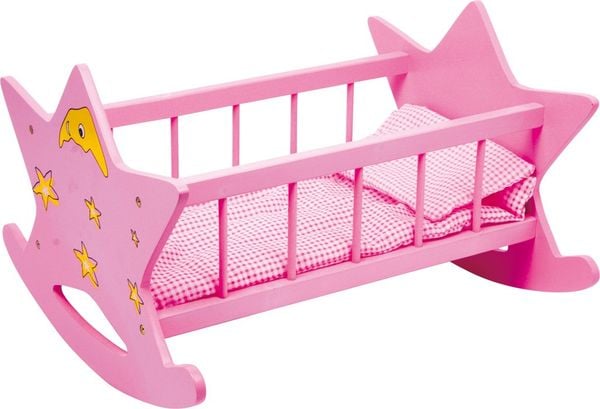 Produktbild: Small foot 2865 - Puppenwiege Stern, Holz, rosa/pink, Spielhöhe: 29cm