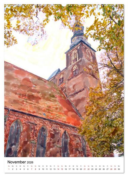 Produktbild: Tangerm&uuml;nde - Illustrationen der Stadt an der Elbe (Wandkalender 2026 DIN A2 hoch), CALVENDO Monatskalender