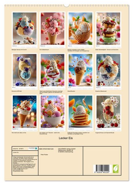 Produktbild: Lecker Eis (hochwertiger Premium Wandkalender 2026 DIN A2 hoch), Kunstdruck in Hochglanz