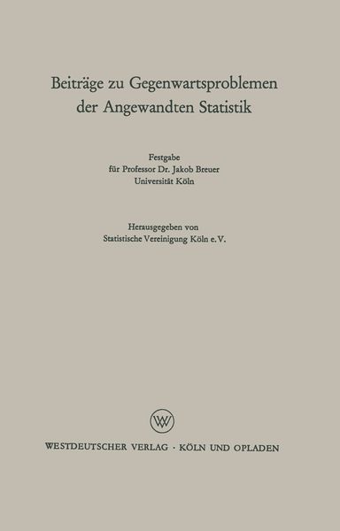 Produktbild: Beitr&auml;ge zu Gegenwartsproblemen der Angewandten Statistik