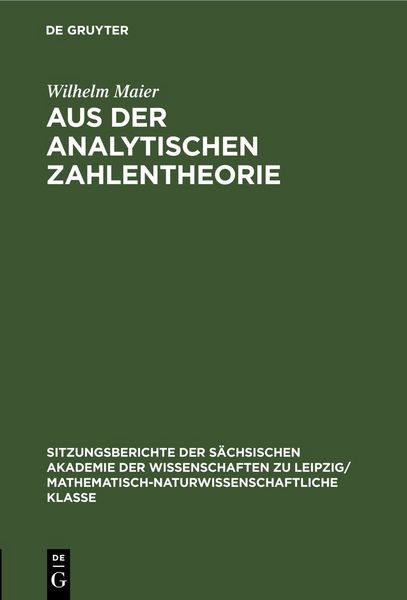 Produktbild: Aus der analytischen Zahlentheorie