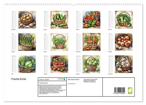 Produktbild: Frische Ernte (hochwertiger Premium Wandkalender 2026 DIN A2 quer), Kunstdruck in Hochglanz
