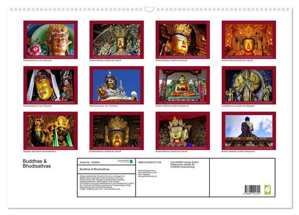 Produktbild: Buddhas & Bhodisattvas (Wandkalender 2026 DIN A2 quer), CALVENDO Monatskalender