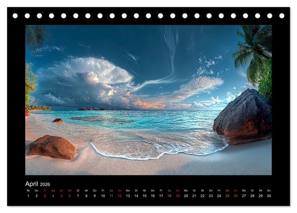 Produktbild: Paradiesische Inselwelten (Tischkalender 2026 DIN A5 quer), CALVENDO Monatskalender