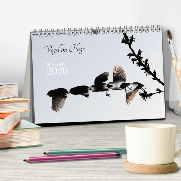 Produktbild: V&ouml;gel im Fluge (Tischkalender 2026 DIN A5 quer), CALVENDO Monatskalender