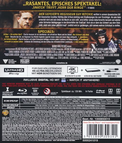 Produktbild: King Arthur - Legend of the Sword (4K Ultra HD) (+Blu-ray)