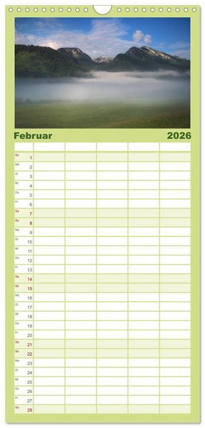 Produktbild: Familienplaner 2026 - Bergwelten mit 5 Spalten (Wandkalender, 21 x 45 cm) CALVENDO