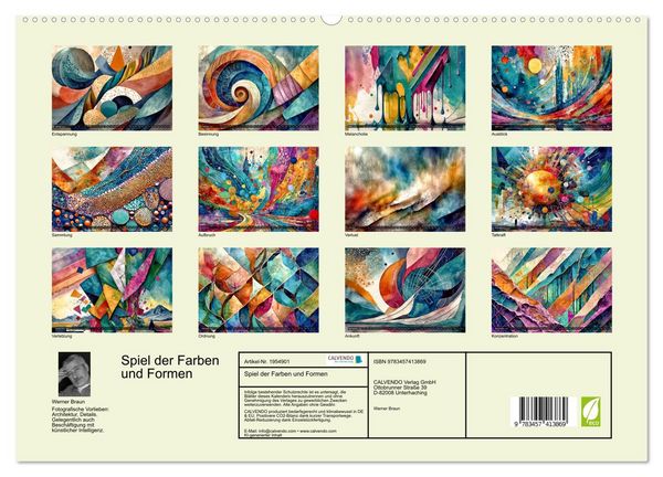 Produktbild: Spiel der Farben und Formen (hochwertiger Premium Wandkalender 2026 DIN A2 quer), Kunstdruck in Hochglanz