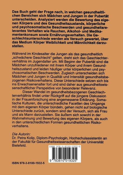 Produktbild: Geschlecht und Gesundheit im Jugendalter