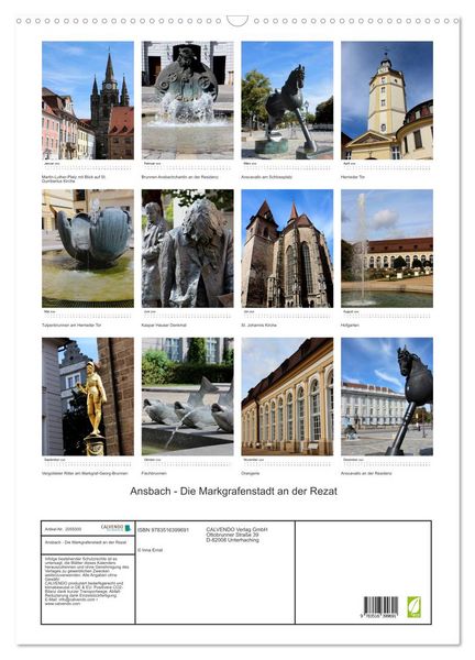 Produktbild: Ansbach - Die Markgrafenstadt an der Rezat (Wandkalender 2026 DIN A2 hoch), CALVENDO Monatskalender
