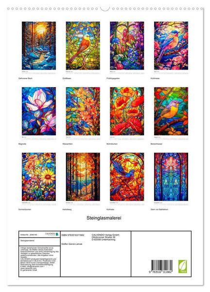 Produktbild: Steinglasmalerei (hochwertiger Premium Wandkalender 2026 DIN A2 hoch), Kunstdruck in Hochglanz
