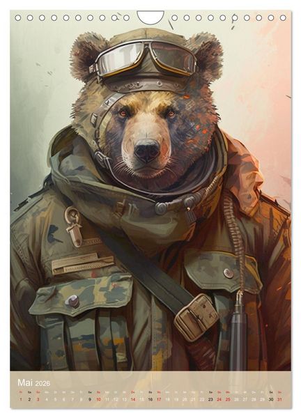 Produktbild: Tierische Krieger. Pelzige Soldaten im aktiven Dienst des Milit&auml;rs (Wandkalender 2026 DIN A4 hoch), CALVENDO Monatskalender