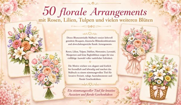 Produktbild: Blumenstr&auml;u&szlig;e &ndash; Blumen Malbuch f&uuml;r Erwachsene mit 50 sch&ouml;nen Ausmalbildern