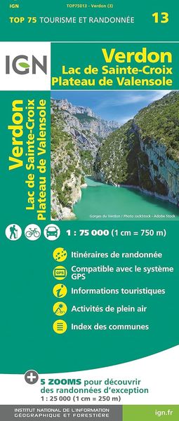 IGN 75 000 Touristische Wanderkarte 13 Verdon Lac de Sainte-Croix