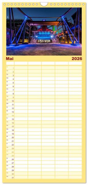 Produktbild: Familienplaner 2026 - Ruhrpott Akzente mit 5 Spalten (Wandkalender, 21 x 45 cm) CALVENDO