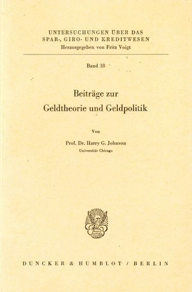 Produktbild: Beitr&auml;ge zur Geldtheorie und Geldpolitik.