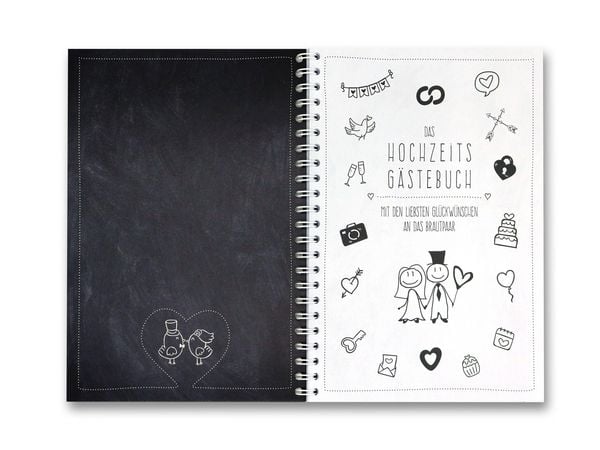 Produktbild: Familiawedding black-Doodle- Design XXL G&auml;stebuch zur Hochzeit