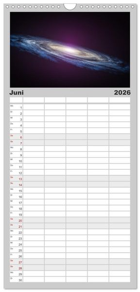 Produktbild: Familienplaner 2026 - Intergalaktische Reise zu fernen Welten mit 5 Spalten (Wandkalender, 21 x 45 cm) CALVENDO